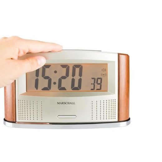 Sprechender Funkwecker mit kabellosem Innen/Außen-Thermometer einfache Bedienung