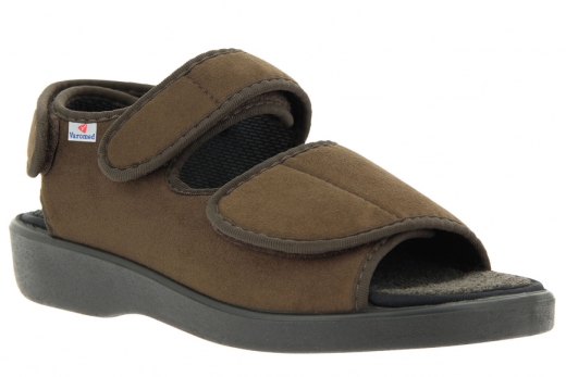 Verbandsandale Klettsandale Verbandschuh Lugano Größe 46 mocca Weite L Varomed 58890 REDUZIERT!