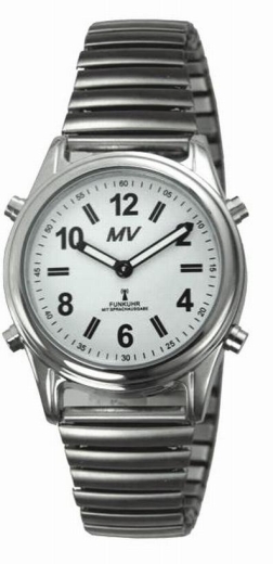 Sprechende Damen Funkarmbanduhr mit Metallzugband