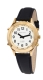 Sprechende Armbanduhr mit kompletter Ansage des Datums und Weckfunktion gold Lederarmband
