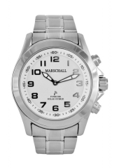 Solar-Hybrid weiße Herren-Funkarmbanduhr mit Sprachausgabe