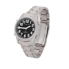 Sprechende Damen Funkarmbanduhr Black Style mit Metallgehäuse