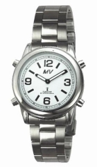 Sprechende Herren Funkarmbanduhr mit Metallgehäuse